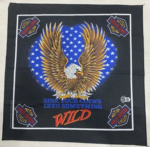Pañuelo Harley Davidson Motocicletas Bandana Eagle Negro Hecho en EE. UU. - Imagen 1 de 3