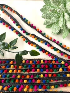 1 Meter Neueste Mehrfarbig Regenbogen Bommel Bommel Fransenborte Spitze Bastelband - Bild 1 von 10