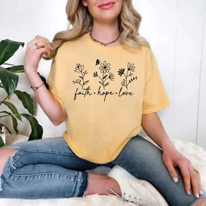Jesus Christ T-Shirt, Faith Hope Love Top, Gift For Christian, Easter Clothing - Picture 1 of 17