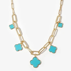 Gold Dipped Multi Quatrefoil Pendant Necklace Elegant Layered Statement Jewelry - Picture 1 of 3