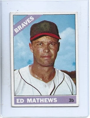 Eddie Mathews 1966 Topps Baseball Card #200 (CREASED)-Atlanta Braves - Image 1 of 2