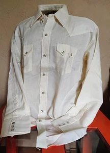 Camisa de vestir occidental tono sobre tono beige "marca DeeCee" de colección años 70 Dead Stock 17-35 - Imagen 1 de 15