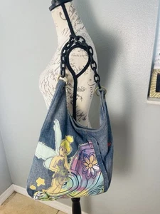 Borsa a tracolla vintage Y2K Disney Store esclusiva Tinker Bell denim colorata - Foto 1 di 19