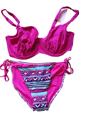 Fantasie/George UK34D/12 Multi Estampado/Liso U/Cableado Top/Corbata Lateral Bikini Conjunto Calzoncillo Foto 1 de 4