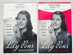 2 -  1944 "Lily Pons" Playbills, Eastman Theater, University or Rochester. NY - Picture 1 of 3