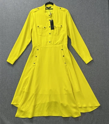 Julien McDonald Star dress size 10 lime utility midi pockets long sleeve - Image 1 of 4