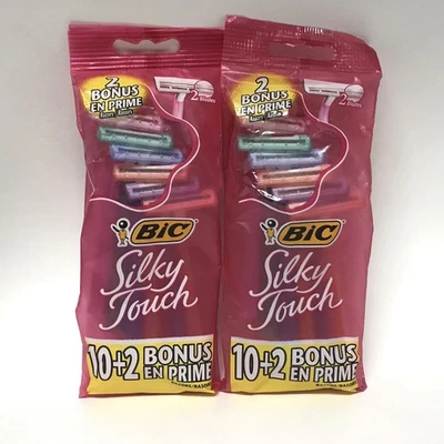 Maquinillas de afeitar desechables BIC Silky Touch de doble hoja para mujer, 24 unidades (2 paquetes de 10+2) Foto 1 de 4