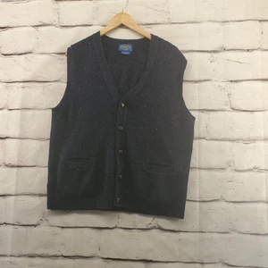 Pendleton Sweater Vest Mens Medium Blue 100% Shetland Wool Button Front - Picture 1 of 8