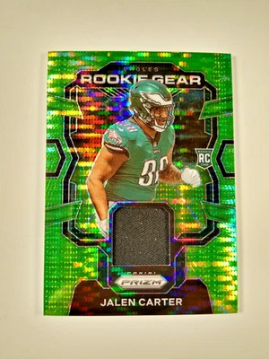 2023 Panini Prizm Rookie Gear Green Pulser Prizm Jalen Carter #RG-JC RC - Image 1 of 2