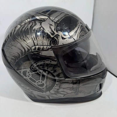 Icon Airform Sacrosanct Helmet Black Silver XL MOTORCYCLE Bike Skulls Skeleton - Image 1 of 4