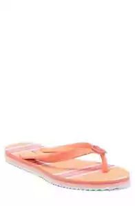 Tommy Hilfiger Women's Size 9 Orange White Stripe Flip Flops Sandals - Picture 1 of 1
