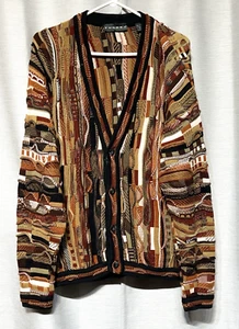 TUNDRA (Canada) "Coogi Style" Cardigan Sweater, Men's M, 100% Cotton, MINT! - Picture 1 of 5
