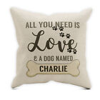 Home & Kitchen All You Need Is Love And A Dog Cotton Cushion Owner Personalised