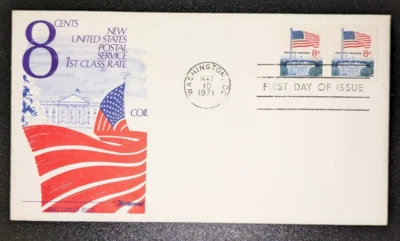 8c Flag and White House Coil # 1338G 1971 Fleetwood FDC - Image 1 of 2