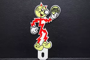 Reddy Kilowatt LICENSE PLATE TOPPER ELECTRIC COMPANY DIE CUT ELECTRICIAN GIFT D - Picture 1 of 4