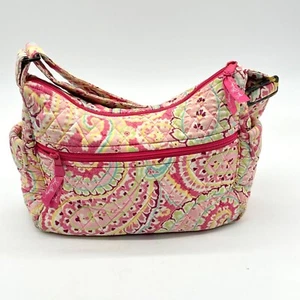 Vera Bradley Womens Shoulder Bag Pink Floral Paisley Quilted Pockets Multicolor - Bild 1 von 10