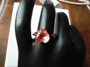 BELLE BAGUE LES NEREIDES DIAMANTINE/CRISTALCOEUR ROSE/T56/NEUF/POCHON GRIFFE - Picture 1 of 2