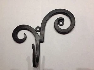Country Farmhouse Iron Ram's Horn Single Wall Hook Rustic Black - Picture 1 of 1