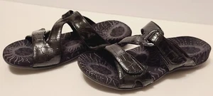 Vionic Lauren Black Croc Adjustable Comfort Slide Sandals Women’s US 6 / EU 37 - Picture 1 of 11