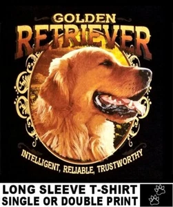BEAUTIFUL LOYAL GOLDEN RETRIEVER SHOW DOG ART PRINTED ON LONG SLEEVE T-SHIRT 707 - Picture 1 of 12