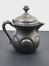 NEW AMSTERDAM COMPANY, SERPENT HANDLED CREAMER WITH LID #615 QUAD. SILVER PLATE