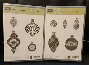 Stampin Up ORNAMENT KEEPSAKES Christmas Rubber Stamps Set 1 & 2 - Picture 1 of 3