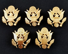 Lot of 5 Small Gold US Army Hat Shield Badge With Post and Pin 1 1/4" Version