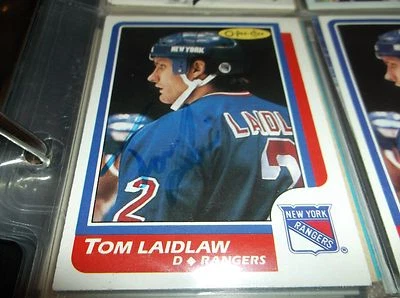 1986-87 OPC # 147 TOM LAIDLAW AUTOGRAPHED CARD - Image 1 of 2