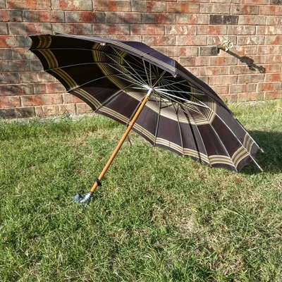 Винтажный 36-дюймовый коричневый зонт с резной ручкой для собаки терьера декоративный «Kone» - Изображение 1 из 4
