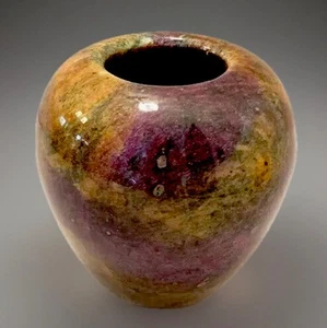 Vase MCM Dekor Natur Taiwan sieben 7 Farben Serpentin Jade Boho Vintage 4" lila - Bild 1 von 15