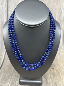 Jay King Mine Finds 3 Strand Lapis Lazuli Necklace .925 18-1/4-21" NIB - Picture 1 of 10
