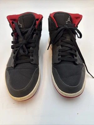 Nike Air Jordan 1 Mid Negro-Gris Frío-Rojo Gimnasio 554724-004 Talla 10.5 Foto 1 de 4