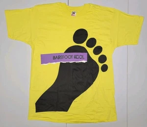 Camisa Vintage Años 90 Puntada Única 1991 Barefoot KOOL XL Estampado Gráfico Amarillo - Imagen 1 de 12