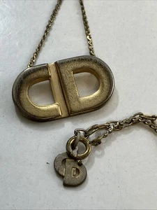 Christian Dior Logo Necklace CD 16” Choker Necklace Gold Plated Germany - Picture 1 of 5