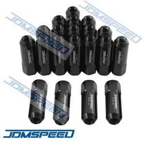JDMSPEED 20PCS BLACK M12X1.5 60MM EXTENDED FORGED ALUMINUM TUNER RACING LUG NUTS - Picture 1 of 5