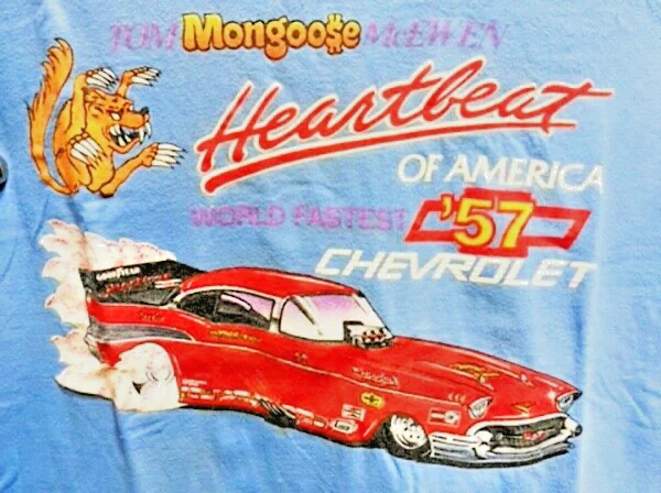 CAMISETA GRANDE MUY BUENA DE COLECCIÓN "TOM THE MONGOOSE MCEWEN" 57 CHEVY FC" MUY RARA Foto 1 de 4