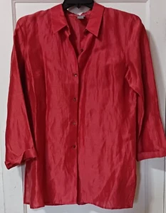 Sigrid Olsen Burnt Orange Colored Button Down Shirt  Sz. L - Picture 1 of 4