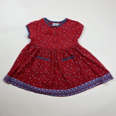 Just Friends Red dress with paisley and blue accents - Image 1 of 4