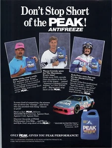 Anuncio impreso anticongelante 1990 Kyle Petty, Mike Ditka, Wayne Gretzky Peak - Imagen 1 de 2