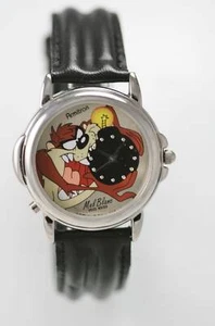 Armitron Unisex Voice Watch TAZ Stainless Steel Silver Black Leather Quartz - Picture 1 of 3
