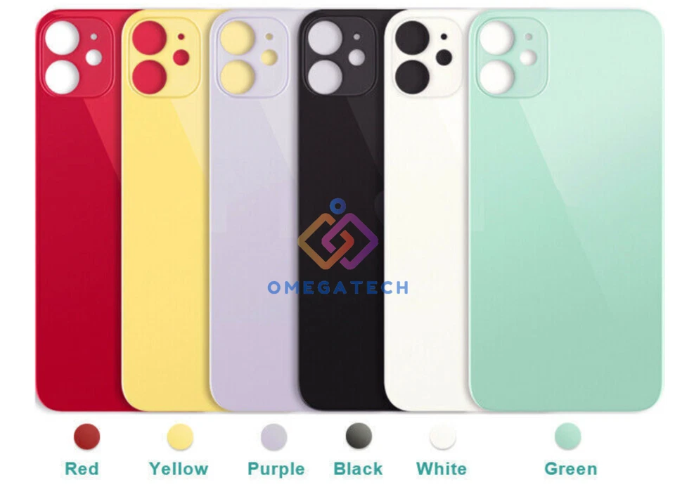 OMEGATECH Scocca Posteriore Vetro per Iphone 11 BIG HOLE Foro Largo Cover Back Batteria