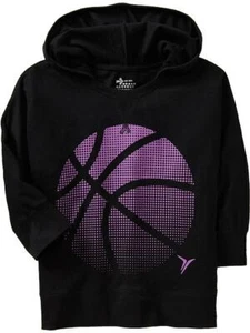 NWT Old Navy Girls Foil-Graphic Hooded Tees XS(5) S(6-7) Top Black Purple Ball - Picture 1 of 1