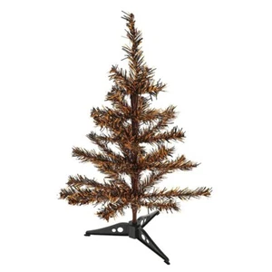 Halloween 18 Inch Mini Tabletop Tree Orange & Black Plastic Decoration - Picture 1 of 2