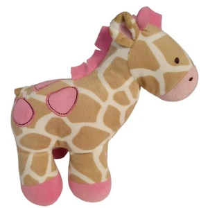 Carters Plush Giraffe Tan And Pink Lovey Stuffed Animal Embroidered Eyes  - Picture 1 of 6