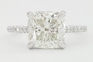 Ideal Cushion Cut Diamond Engagement Ring 2.79 ct Platinum GIA Retail $42K - Picture 1 of 9
