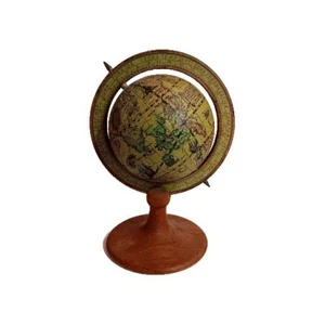 Vintage Wooden Mini Olde World Desk Globe w/ Wood Stand MCM Style 10” - Picture 1 of 8