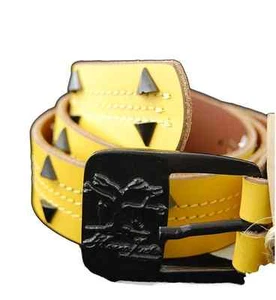 Hanafuda by Yakuza Ink G-HA 214 Unisex Leder Gürtel, Größe 80 cm, gelb