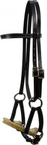 Nuevo CUERO NEGRO Brida Occidental Cabezal Doble Cuerda Nariz SIDEPULL 1101 - Imagen 1 de 1