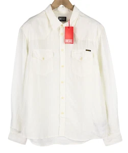 DIESEL S-East-Long-Lin Men Shirt L Western Linen Buttoned Spread Neck RRP€175 - Picture 1 of 12