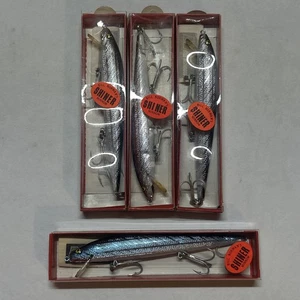 Lote de señuelos de pesca vintage Bill Norman Shiner Minnow 3001 plata 3011 caballa - Imagen 1 de 5
